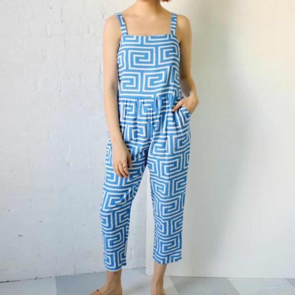 LAST CHANCE: Dusen Dusen Blue Geometric Jumpsuit